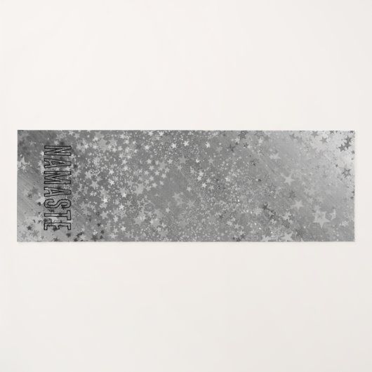 Whimsical Silver Stars Glitter gepersonaliseerd Yogamat (Voorkant (horizontaal))