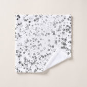 Whimsical Silver Stars over White Bad Handdoek (Wasdoekje)