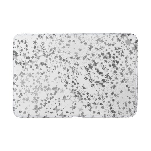 Whimsical Silver Stars over White Badmat (Voorkant)