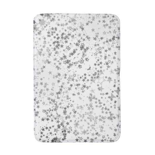Whimsical Silver Stars over White Badmat (Voorkant Verticaal)