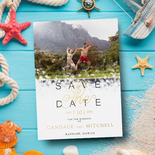 Whimsical Simple Elegant Photo Funny Couple Folie Uitnodiging