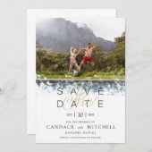 Whimsical Simple Elegant Photo Funny Couple Save The Date (Voorkant / Achterkant)