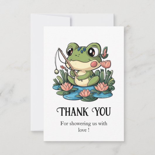 Whimsical Simple Frog Baby shower Bedankkaart (Voorkant)