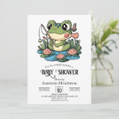 Whimsical Simple Frog Baby shower Kaart (Staand voorkant)