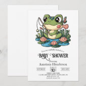Whimsical Simple Frog Baby shower Kaart (Voorkant / Achterkant)