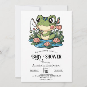 Whimsical Simple Frog Baby shower Kaart