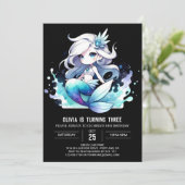 Whimsical Simple Mermaid Verjaardag Kaart (Staand voorkant)