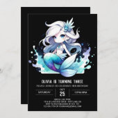 Whimsical Simple Mermaid Verjaardag Kaart (Voorkant / Achterkant)