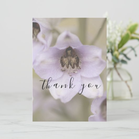 Whimsical Simple Script Paarse Flat Thank You Card Bedankkaart (Staand voorkant)