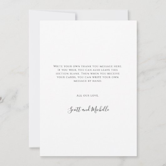 Whimsical Simple Script Paarse Flat Thank You Card Bedankkaart (Achterkant)