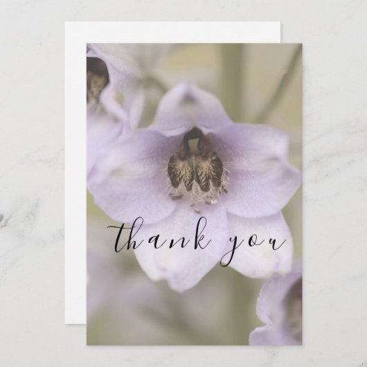 Whimsical Simple Script Paarse Flat Thank You Card Bedankkaart (Voorkant / Achterkant)