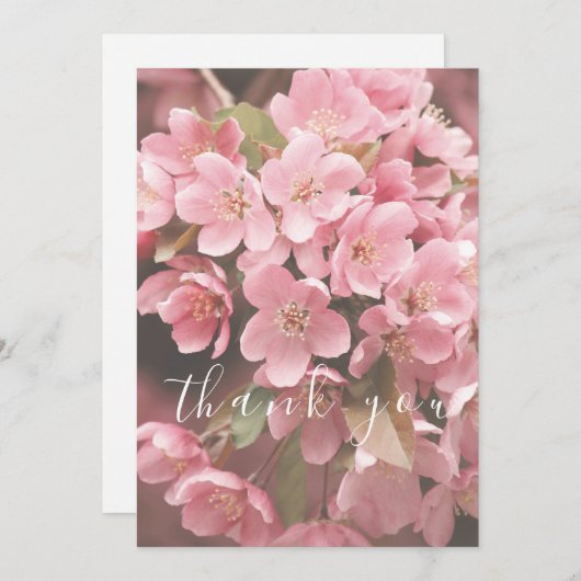 Whimsical Simple Script Roze Flat Bedankt Card (Voorkant / Achterkant)