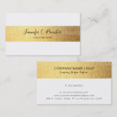 Whimsical Simple White & Gold Stripe Black Text Visitekaartje (Voorkant / Achterkant)