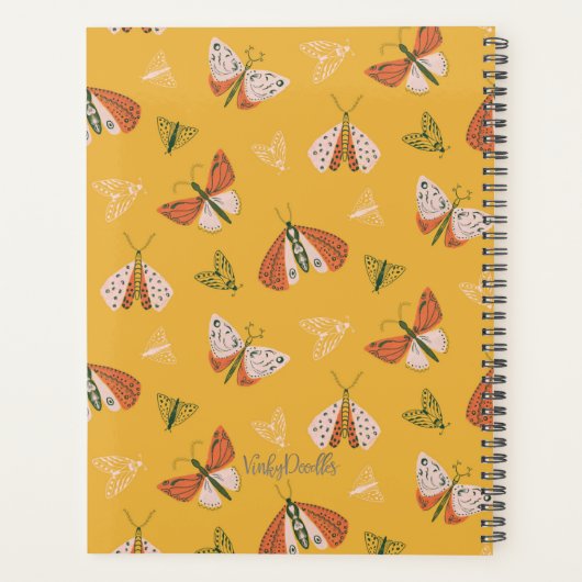Whimsical Sinaasappel Ecru motten gepersonaliseerd Planner (Achterkant)