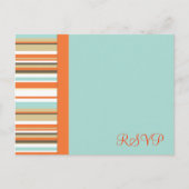 Whimsical sinaasappel en Blue Stripe RSVP Uitnodiging Briefkaart (Voorkant)