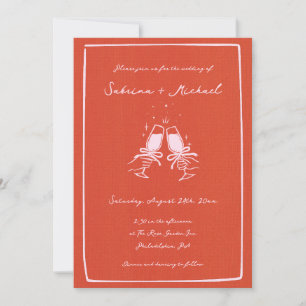 Whimsical Sinaasappel en Roze Hand getrokken Glass Kaart
