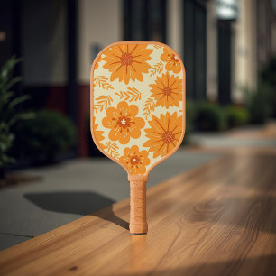 Whimsical Sinaasappel Floral 70s Boho Botanical Sp Pickleball Paddle
