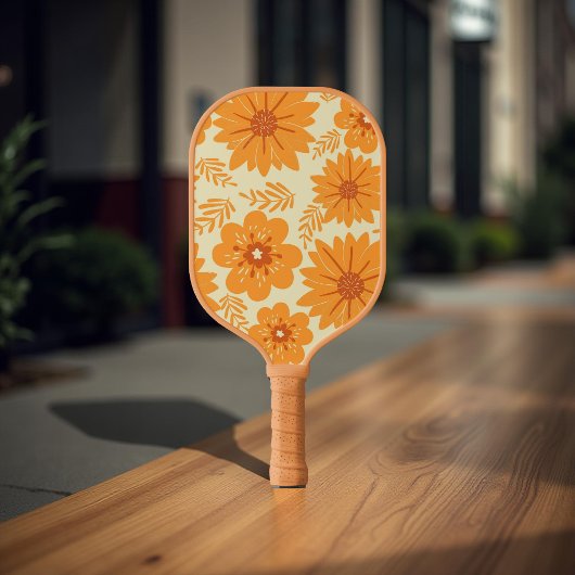 Whimsical Sinaasappel Floral 70s Boho Botanical Sp Pickleball Paddle