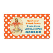 Whimsical Sinaasappel Polka Dot Bakkerij Label (Voorkant)