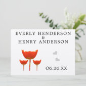 Whimsical Sinaasappel Poppy Bruiloft Save the Date Kaart (Staand voorkant)