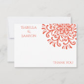 Whimsical Sinaasappel Red Flourish Dank je kaart (Voorkant)