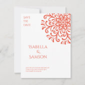 Whimsical Sinaasappel rood bloeien de datum opslaa (Voorkant)