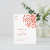 Whimsical Sinaasappel rood bloeien de datum opslaa (Staand voorkant)