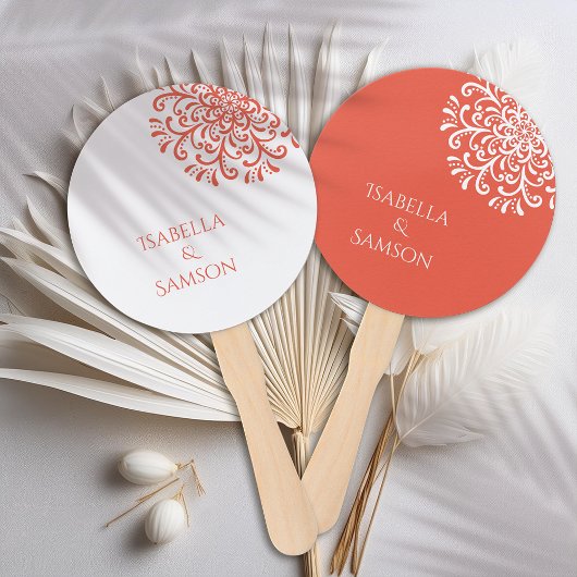 Whimsical Sinaasappel rood bloeien Handwaaier