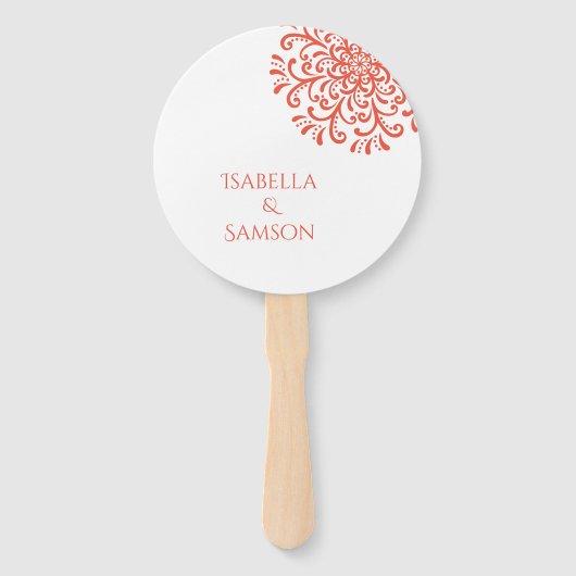 Whimsical Sinaasappel rood bloeien Handwaaier (Voorkant)