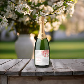 Whimsical Sinaasappel rood bloeien Sparkling Wijnetiket