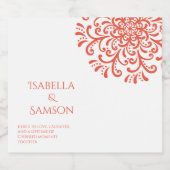 Whimsical Sinaasappel rood bloeien Sparkling Wijnetiket (Enkel label)