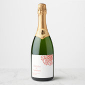 Whimsical Sinaasappel rood bloeien Sparkling Wijnetiket (Voorkant)