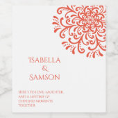 Whimsical Sinaasappel rood bloeien Wijn Etiket (Enkel label)