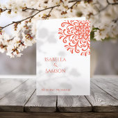 Whimsical Sinaasappel Rood Bloeiend Trouwprogramma Programma