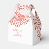 Whimsical Sinaasappel Rood Bloeiende Bruiloft Bedankdoosjes (Achterkant)