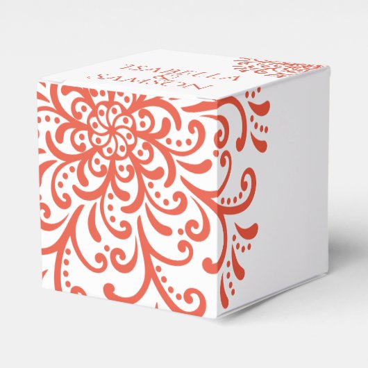 Whimsical Sinaasappel Rood Bloeiende Bruiloft Bedankdoosjes (Voorkant Zijde)