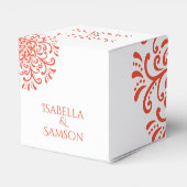 Whimsical Sinaasappel Rood Bloeiende Bruiloft Bedankdoosjes (Achterkant)