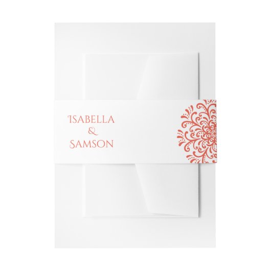 Whimsical Sinaasappel Rood Bloeiende Bruiloft Uitnodigingen Wikkel (Voorkant Voorbeeld)