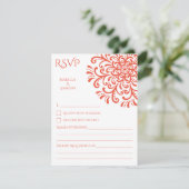 Whimsical Sinaasappel Rood Bloeiende RSVP-kaart (Staand voorkant)