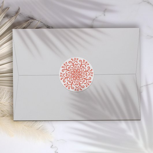 Whimsical Sinaasappel Rood Bloeiende Sticker