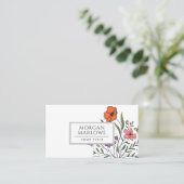 Whimsical Sinaasappel Roze Schattige Boho Floral | Visitekaartje (Staand voorkant)