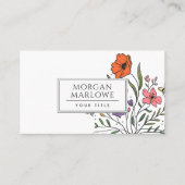 Whimsical Sinaasappel Roze Schattige Boho Floral | Visitekaartje (Voorkant)