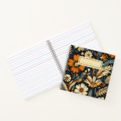 Whimsical Sinaasappel Wildflowers & Birds in Folk  Notitieboek (Binnen)