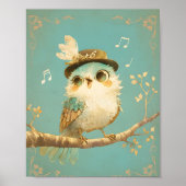 Whimsical Singing Bird Nursery Wall Art  Poster (Voorkant)