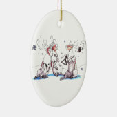 Whimsical Singing Cariou-kerstversiering Keramisch Ornament (Rechts)