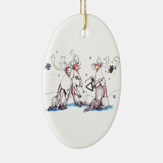 Whimsical Singing Cariou-kerstversiering Keramisch Ornament (Rechts)