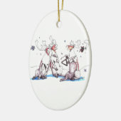 Whimsical Singing Cariou-kerstversiering Keramisch Ornament (Links)