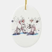 Whimsical Singing Cariou-kerstversiering Keramisch Ornament (Voorkant)