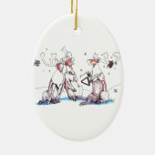 Whimsical Singing Cariou-kerstversiering Keramisch Ornament (Achterkant)