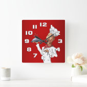 Whimsical Singing Chef Vierkante Klok (Huis)